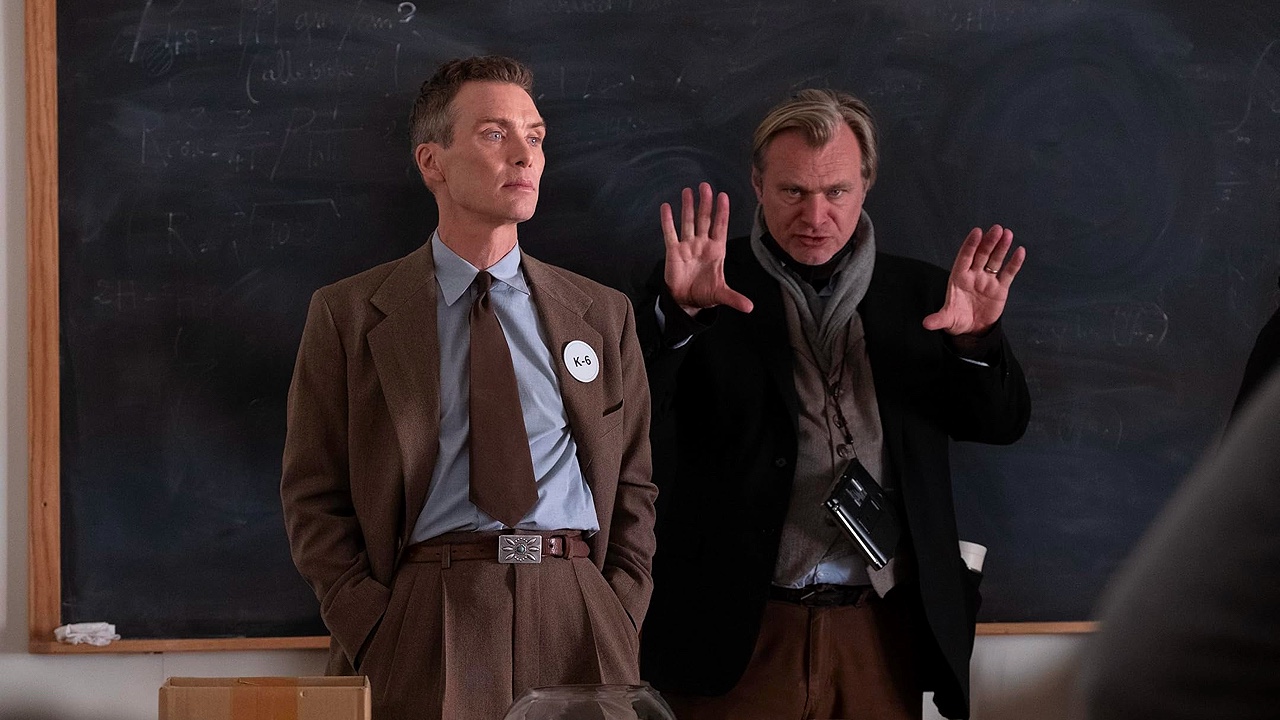 Cillian Murphy and Christopher Nolan in Oppenheimer (2023)