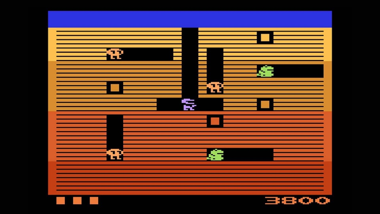 Gameplay screenshot of Dig Dug (1982) for the Atari 2600 console. 