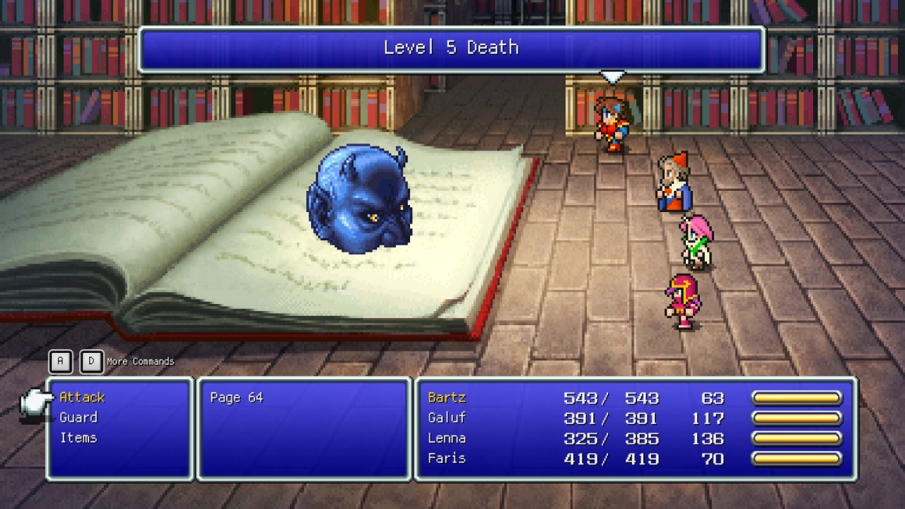 Combat screenshot from Final Fantasy V Pixel Remaster (2021, Steam).