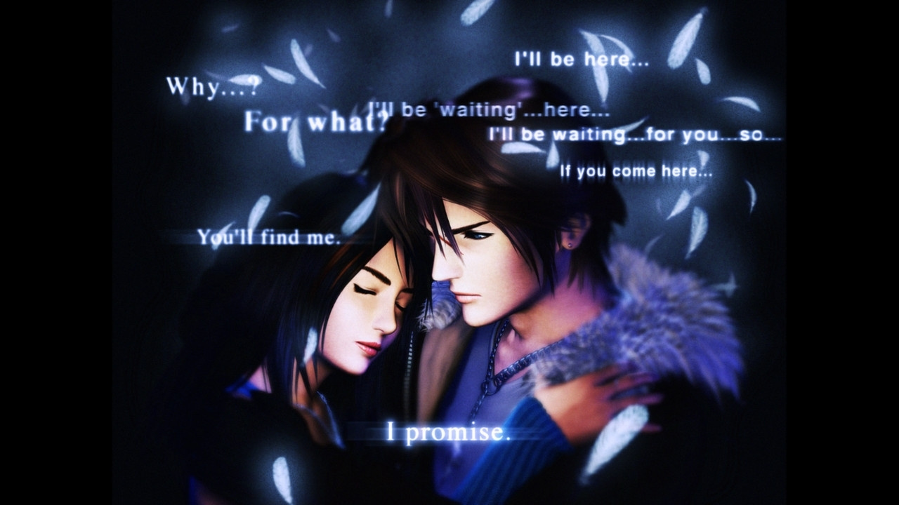 Screenshot from FINAL FANTASY VIII (2013) featuring Rinoa and Squall. 