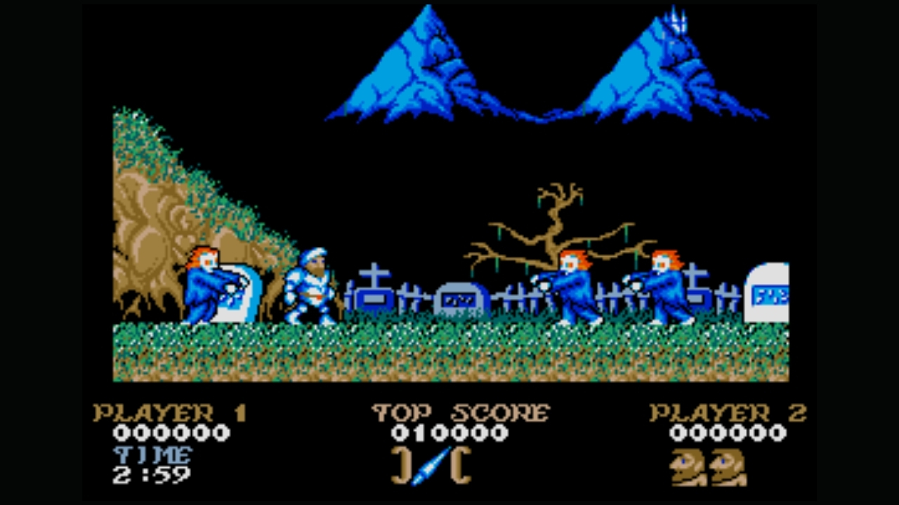 Ghosts 'N Goblins (Atari ST) screenshot, starting level one. 