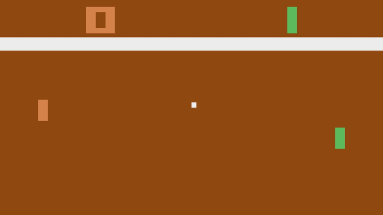 Gameplay screenshot of Pong (1972) for the Atari 2600 console. 