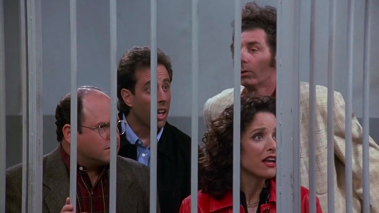 Julia Louis-Dreyfus, Jerry Seinfeld, Jason Alexander, and Michael Richards in Seinfeld (1989)