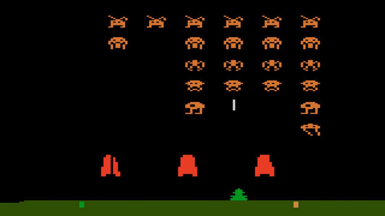 Space Invaders screenshot from the Atari 2600 console.