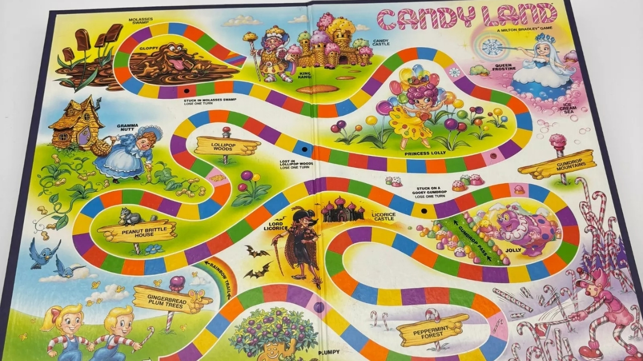 The board for Candy Land in the early 2000s. 