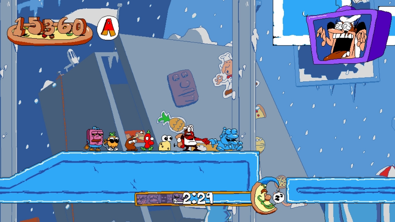 A gameplay screenshot from Pizza Tower (2023) on Steam.