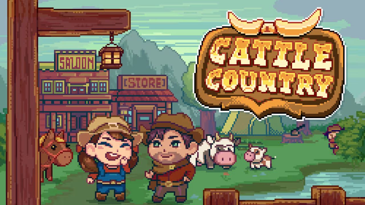 Promo image from the upcoming pixel farm sim 'Cattle Country'