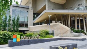 External view of Microsoft's campus in Redmond, WA, USA.