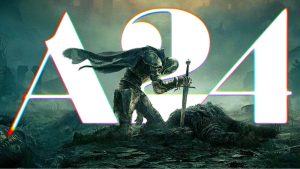 'Elden Ring' art with A24 logo superimposed in background.