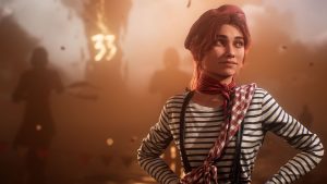 'Clair Obscur: Expedition 33' character Maelle stands in foreground. The Monolith stands in the background, showing '33.'