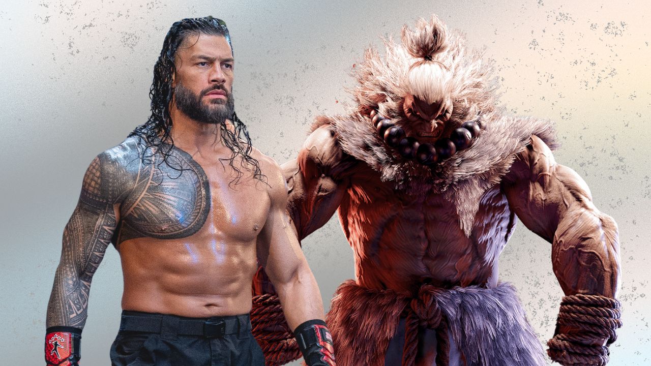 WWE superstar Roman Reigns next to Akuma from 'Street Fighter'