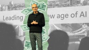 Microsoft CEO Satya Nadella speaks during 2024 UK visit.