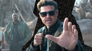 Edited image from new 'Mortal Kombat II' trailer shows Johnny Cage (Karl Urban) with added comic book-like effects. | Outrun Gaming