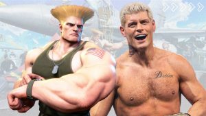 'Street Fighter' character Guile shown next to WWE star Cody Rhodes.