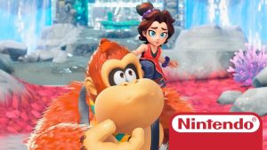 Still image of Donkey Kong and Pauline as seen in 'Donkey Kong Bananza'