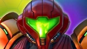 Close-up of suited 'Metroid' protagonist, Samus Aran, as seen in the upcoming Nintendo Switch 2 game, 'Metroid Prime 4 Beyond'