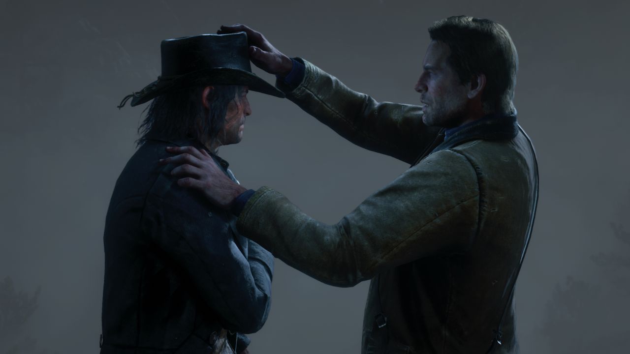 Arthur Morgan places hat on John Marston's head in emotional scene from 'Red Dead Redemption 2'