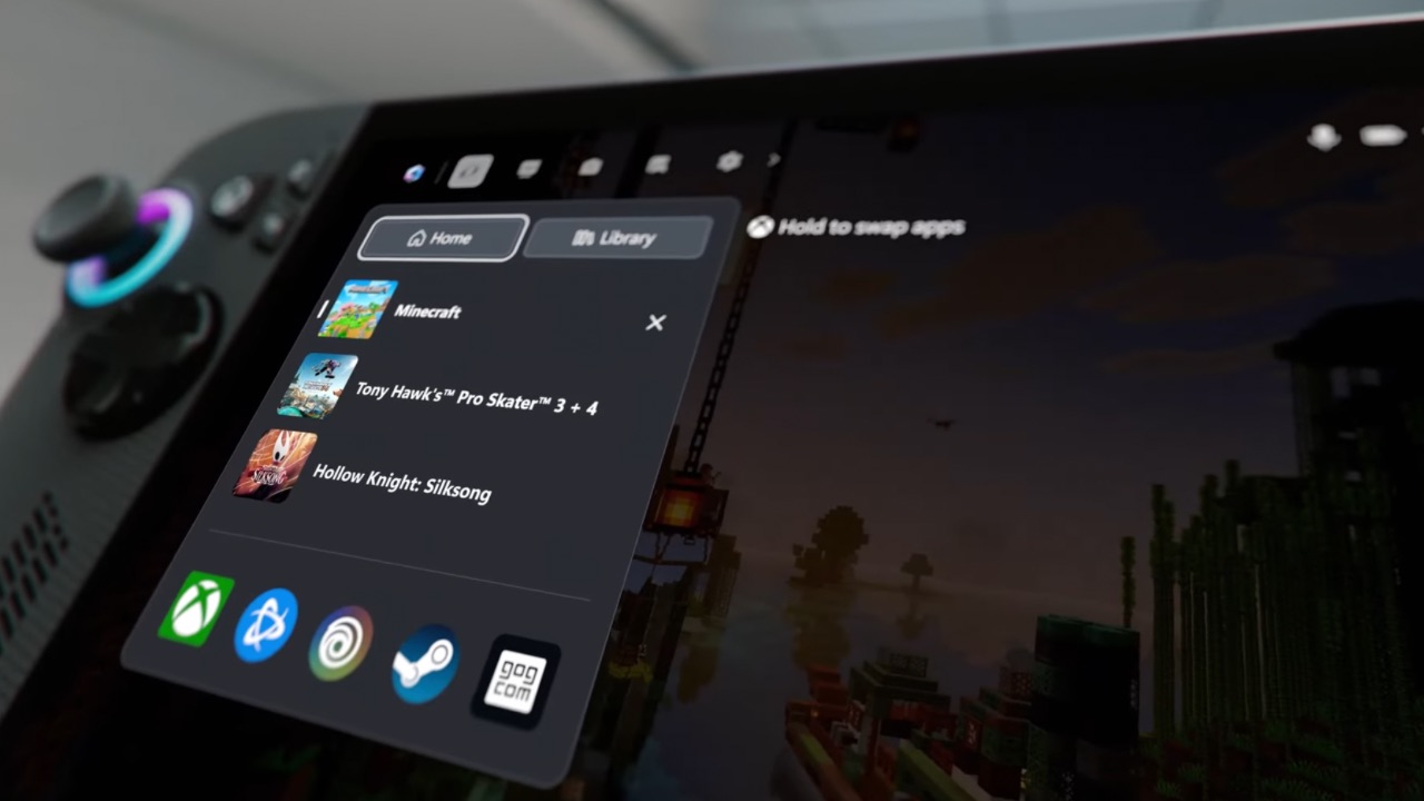 Close-up of new Xbox UI, as seen in new ROG Xbox Ally X trailer. | Outrun Gaming