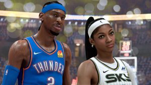 'NBA 2K26' cover stars Shai Gilgeous-Alexander (L) and Angel Reese (R) as they appear in-game