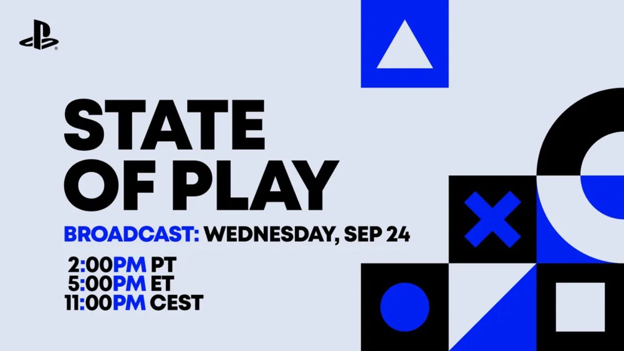 'PlayStation State of Play' promo image shows brand logo, broadcast dates (2pm PT; 5pm ET; 11pm CEST) | Outrun Gaming