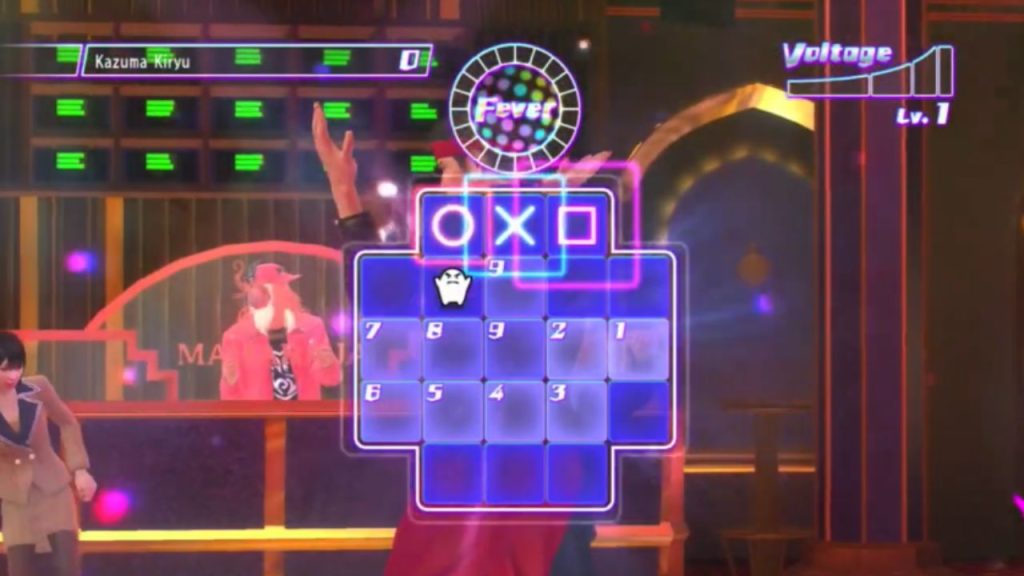 The "Disco" minigame requires players to direct an avatar to the correct spaces on the grid/dance floor.