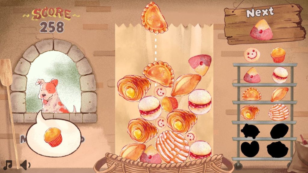 Screenshot from hand-drawn arcade puzzle game 'Pancito Merge'