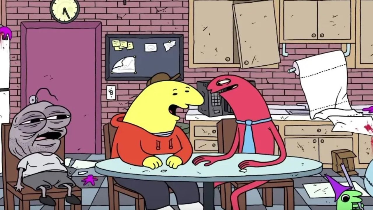 Image of Pim, Charlie, Alan, and Glep from Adult Swim's adult animated comedy, "Smiling Friends" (Outrun Gaming: The Brilliance of 'Smiling Friends' Was Always Apparent) | Outrun Gaming