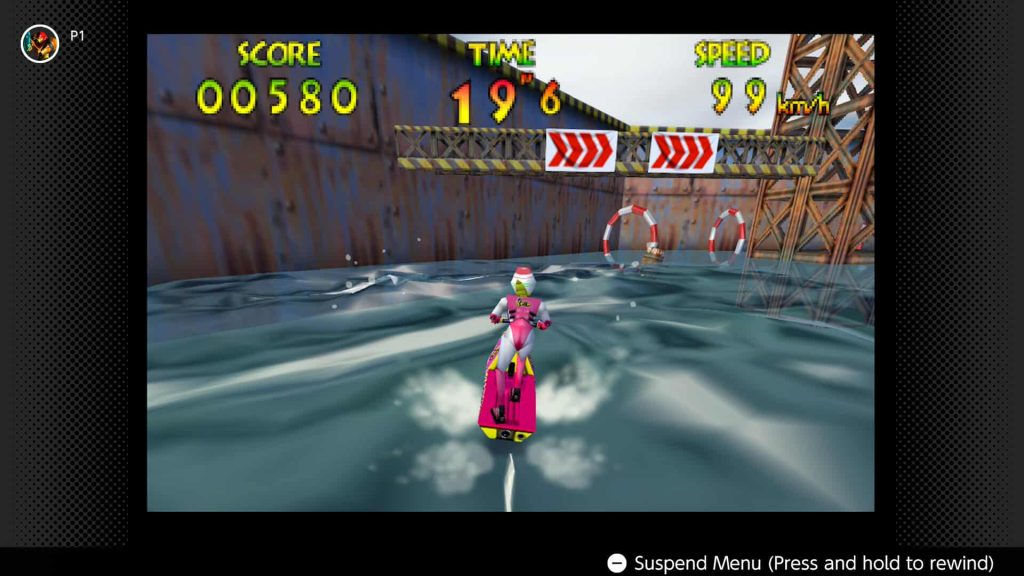 Screenshot of pink racer in 'Wave Race 64' as seen on Nintendo Switch 2 (Outrun Gaming: Nintendo's 'Wave Race 64' Is a Once-in-a-Lifetime Game) 