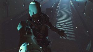 Screenshot from horror/sci-fi indie game 'ROUTINE' (2025)