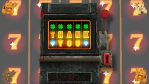 'CloverPit' slot machine reads "thank you" (Outrun Gaming: KA-CHING! Indie slots roguelite 'CloverPit' sells 1 million copies)