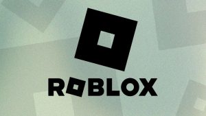 ROBLOX logo shown over geometric green background