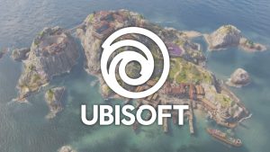 Ubisoft logo center-foreground over promo image from 'ANNO 117: Pax Romana' (Outrun Gaming: Uh-oh, Ubisoft: Studio delays 2025-26 earnings report, halts trading)