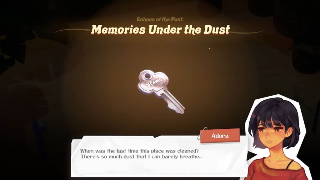 Still image from cleaning puzzle game,  | Outrun Gaming'Undusted: Letters from the Past' (2025)