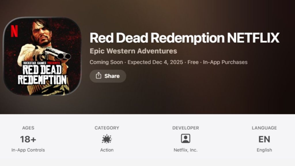 iOS App Store listing for  | Outrun Gaming'Red Dead Redemption NETFLIX,' which appears to be a separate app.