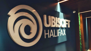 Brand signage inside Ubisoft Halifax campus