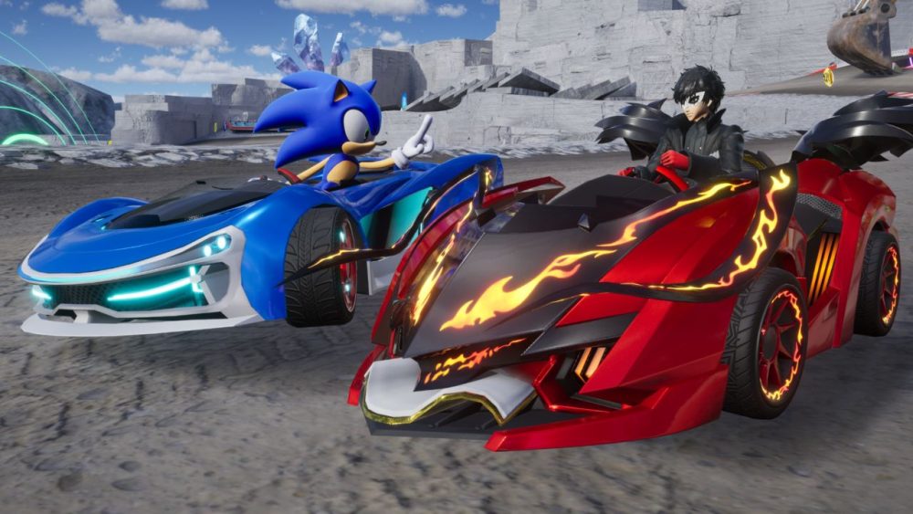 Sonic Racing: CrossWorlds (2025) still image shows Sonic (left) and DLC racer Joker (right) | Outrun Gaming