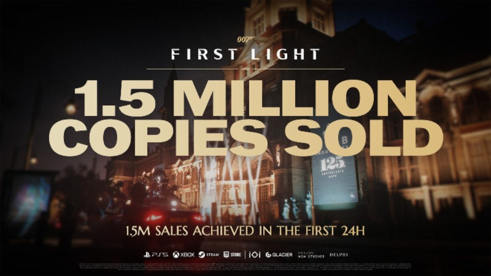 '007 First Light' promo image reads '1.5 MILLION COPIES SOLD' in large gold text (© IO Interactive) | Outrun Gaming'007 First Light' promo image reads '1.5 MILLION COPIES SOLD' in large gold text (© IO Interactive)