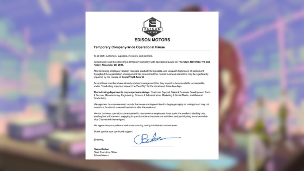 Edison Motors memo GTA VI