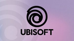 Ubisoft logo centered over purple gradient; faded logo shown in background (© Ubisoft Entertainment SA)