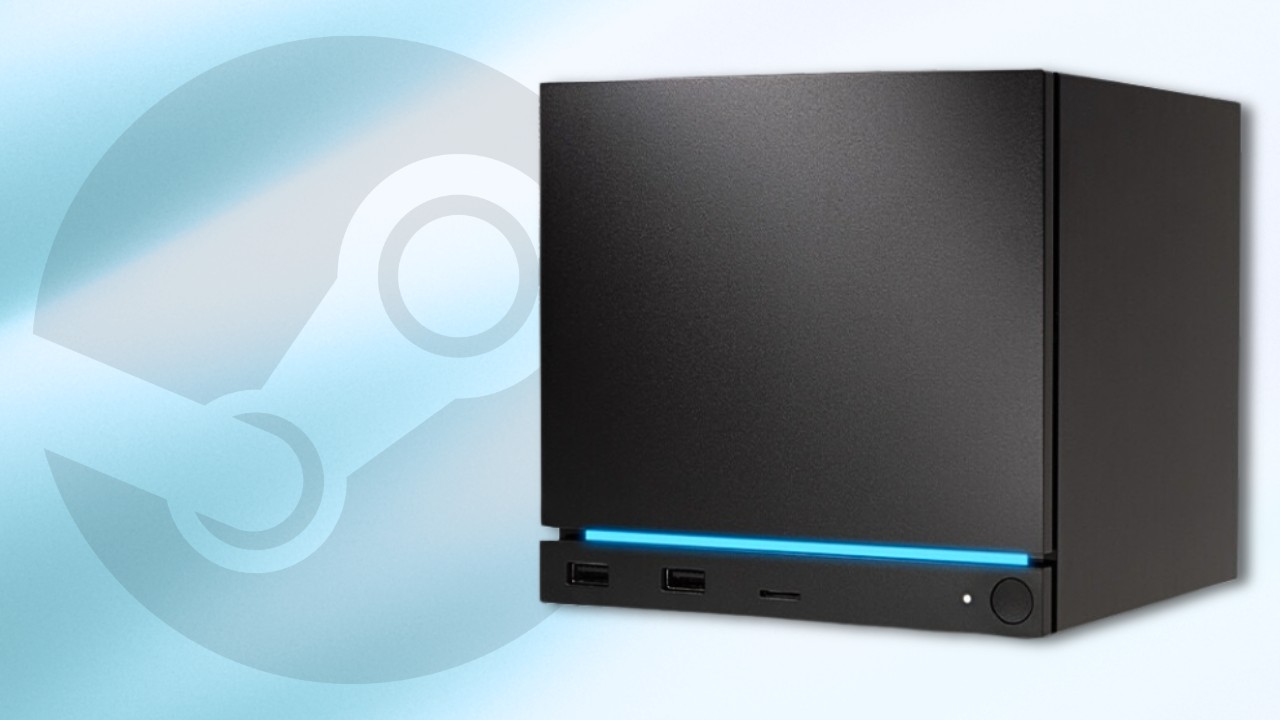 Steam Machine shown atop Steam logo (© Valve Corporation) | Outrun Gaming