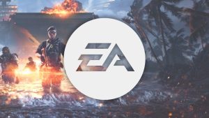 'Battlefield 6' still image in background; EA logo center-foreground (© Electronic Arts)