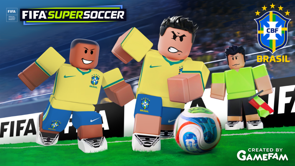 Roblox / Brazil team as seen in FIFA Super Soccer (© Roblox Corporation) | Outrun Gaming Roblox / Brazil team as seen in FIFA Super Soccer (© Roblox Corporation) | Outrun Gaming